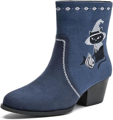 Cowboy Boots for Women Western Boots Cowgirl Low Chunky Heel Pointed Toe Mid Calf Country Short Booties US size 5-11