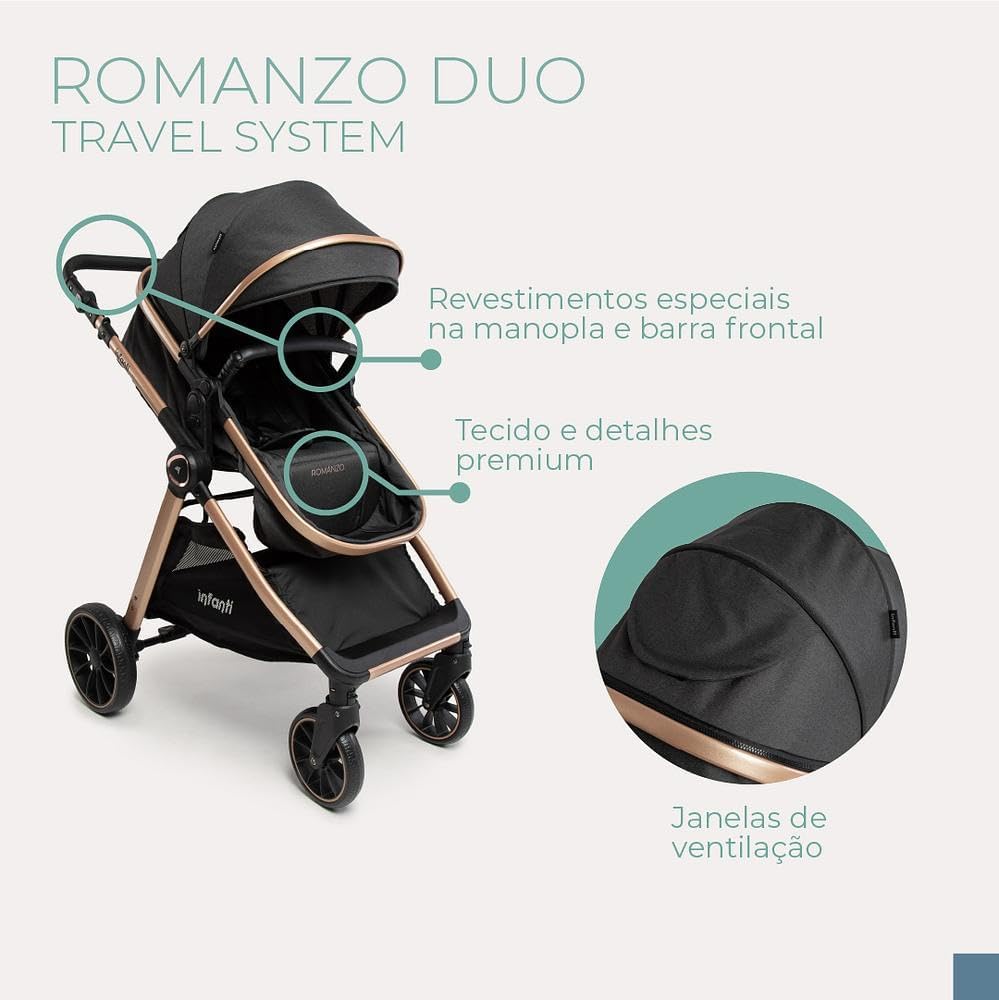 Travel System Infanti, Romanzo Duo, Preto Bronze