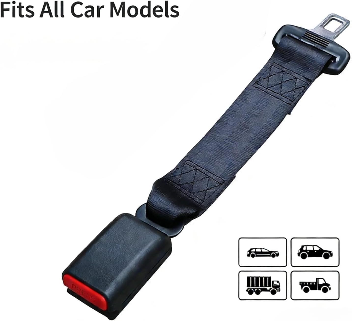 Car Safety Extender Seat Belt Extension Belt Buckle Seatbelt 36 cm, 14 inch Black ABS Material Lock and Padded Protective Cover（2 Pack） — view 5