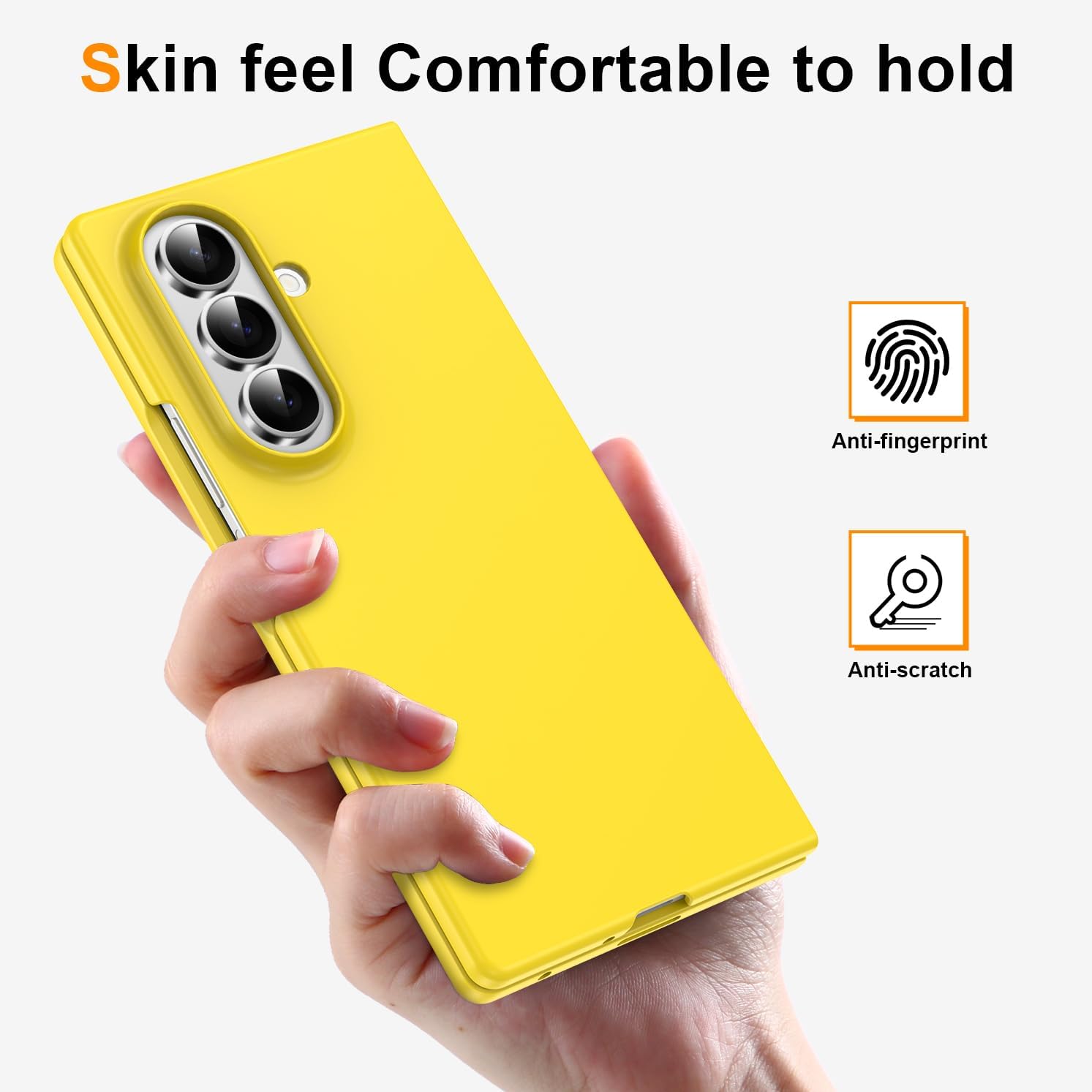 for Galaxy Z Fold 7 5G Case,Lightweight,Slim Fit Drop Protection Rugged Shockproof Cover for Samsung Galaxy Z Fold 7 5G,Slim Thin Hard PC Shockproof Protective Phone Yellow 4-Z Fold7-08