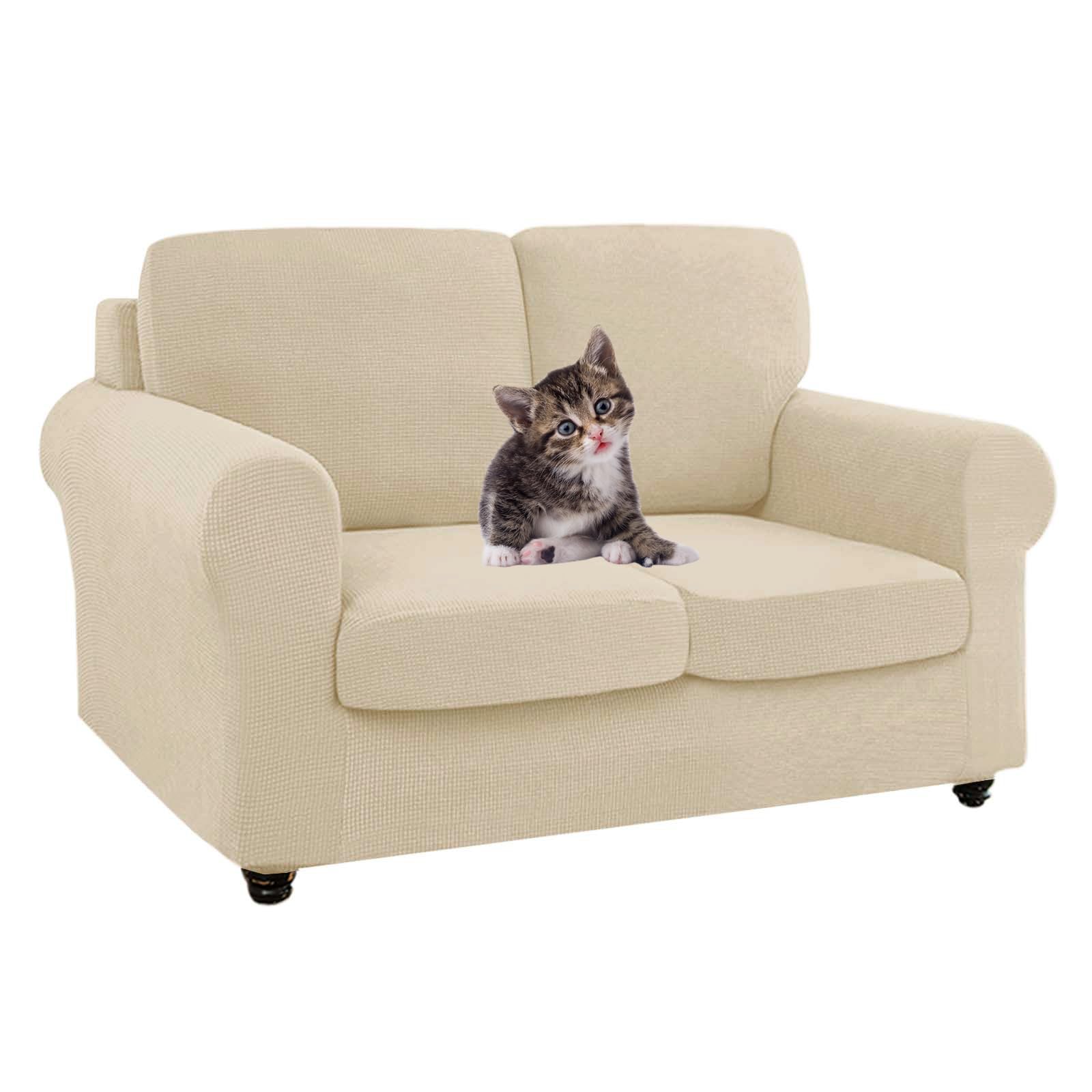 SYLC Ektorp Sofa Cover with Seat Cushions Covers and Backrests Covers Sofa Covers Stylish Stretch Jacquard Couch Slipcover Protector (Beige,Sofa+2 L Seats+2 L Backs)