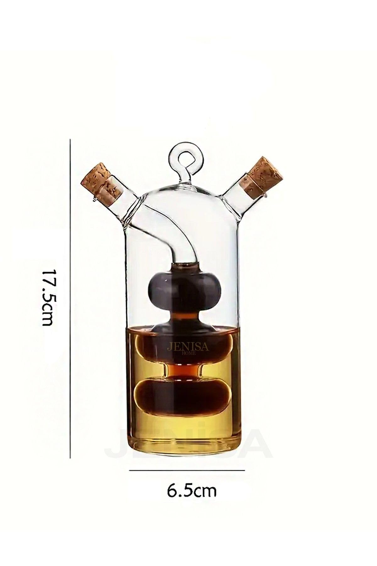 Jenisa Çift Hazneli Cam Premium Yağdanlık & Sirkelik -360ml Zarif Ve Şık Tasarım