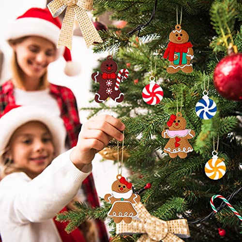48 Pcs Gingerbread Man Ornaments For Christmas Tree Plastic Candy Canes Hanging Decor For Crafts Xmas Assorted Gingerbread Figurines Ornaments Hanging Decorations #TOP1