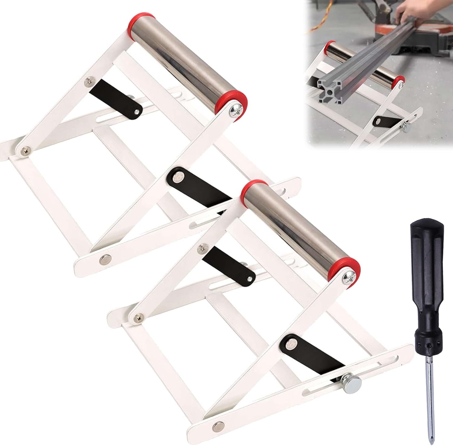 Adjustable Cutting Machine Support Frame, Table Saw Stand Height Adjustable, Metal Cutting Machine Work Support Stand, Material Support Frame, Cutting Machine Attachment (2PCS)