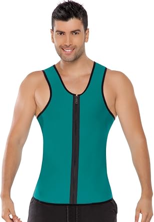 Ausom Mens Workout Neoprene Slimming Latex Waist Girdle Cincher Trainer Corset Tank Top Vest Hot Sweat Shirt Zipper Body Shapers Best Shapewear Sauna Weight Loss
