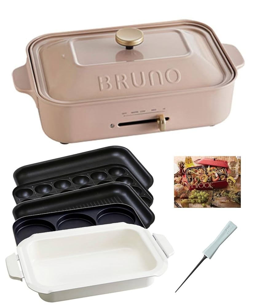 【新品未使用】ブルーノ　ホットプレート　ピンク 鍋、レシピ本、たこ焼きピック付き Amazon | 《ブルーノ 公式店限定 オリジナルたこ焼きピック