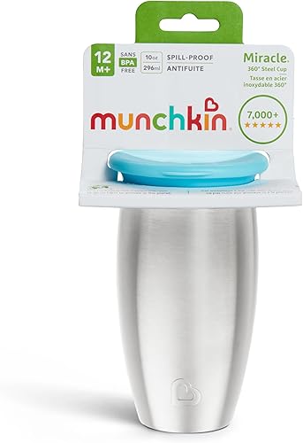 Miniatura 7 de Munchkin Milagro 360Botella con boquilla de acero inoxidable Azul Blue, Azul + tapa de sorbo y popote, Green, Green + Sipper and Straw Lid, Pink,