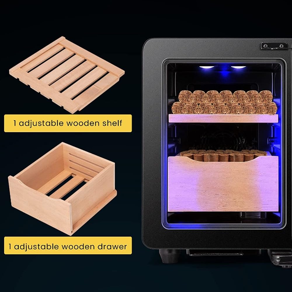 Electric Cigar Humidor, 16L Cigar Humidor Cabinet With Heating & Cooling Temp Control System, Spanish