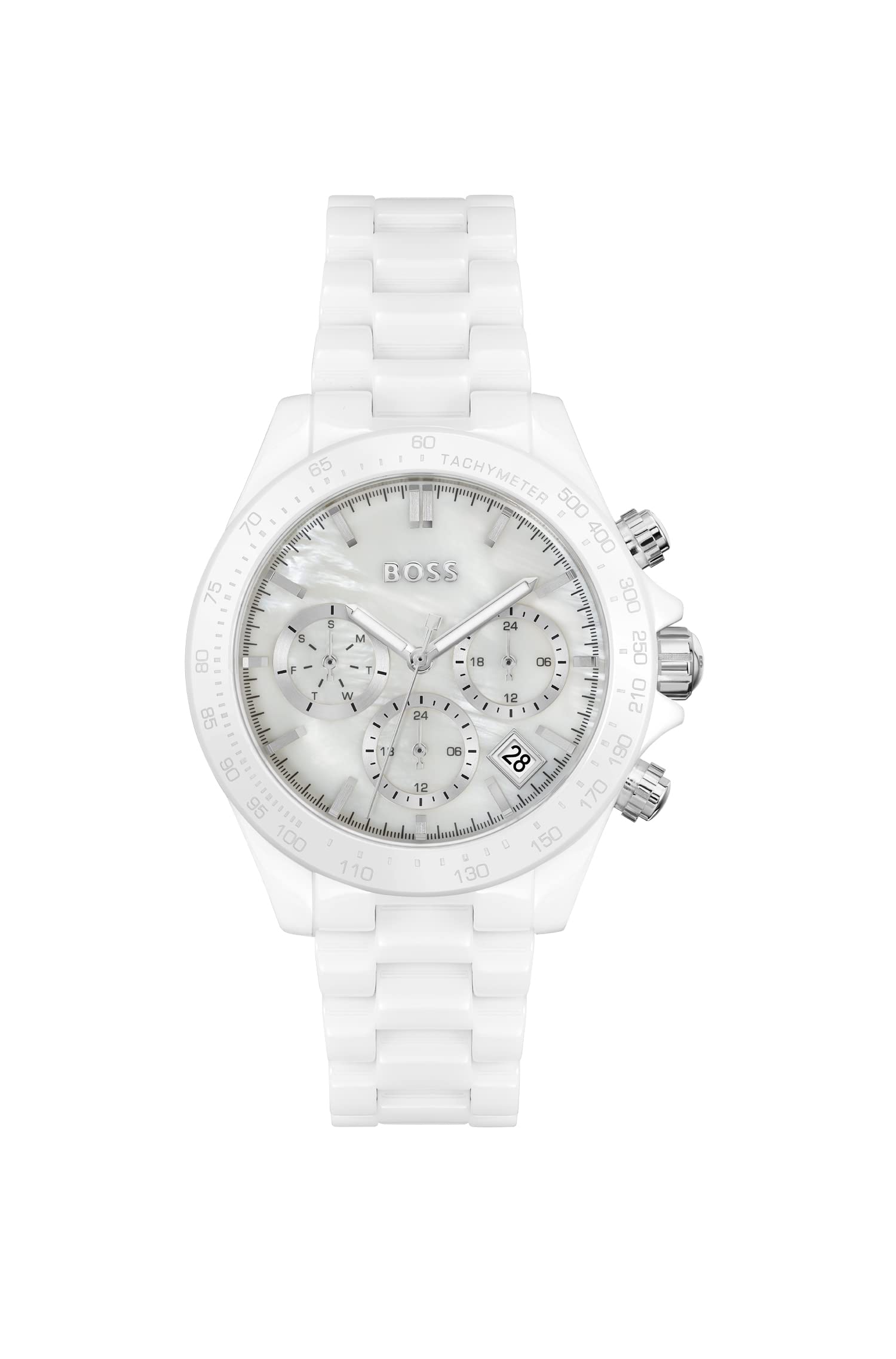 BOSS Analogue Multifunction Quartz Watch for Women Novia Collection with White Ceramic Bracelet - 1502630