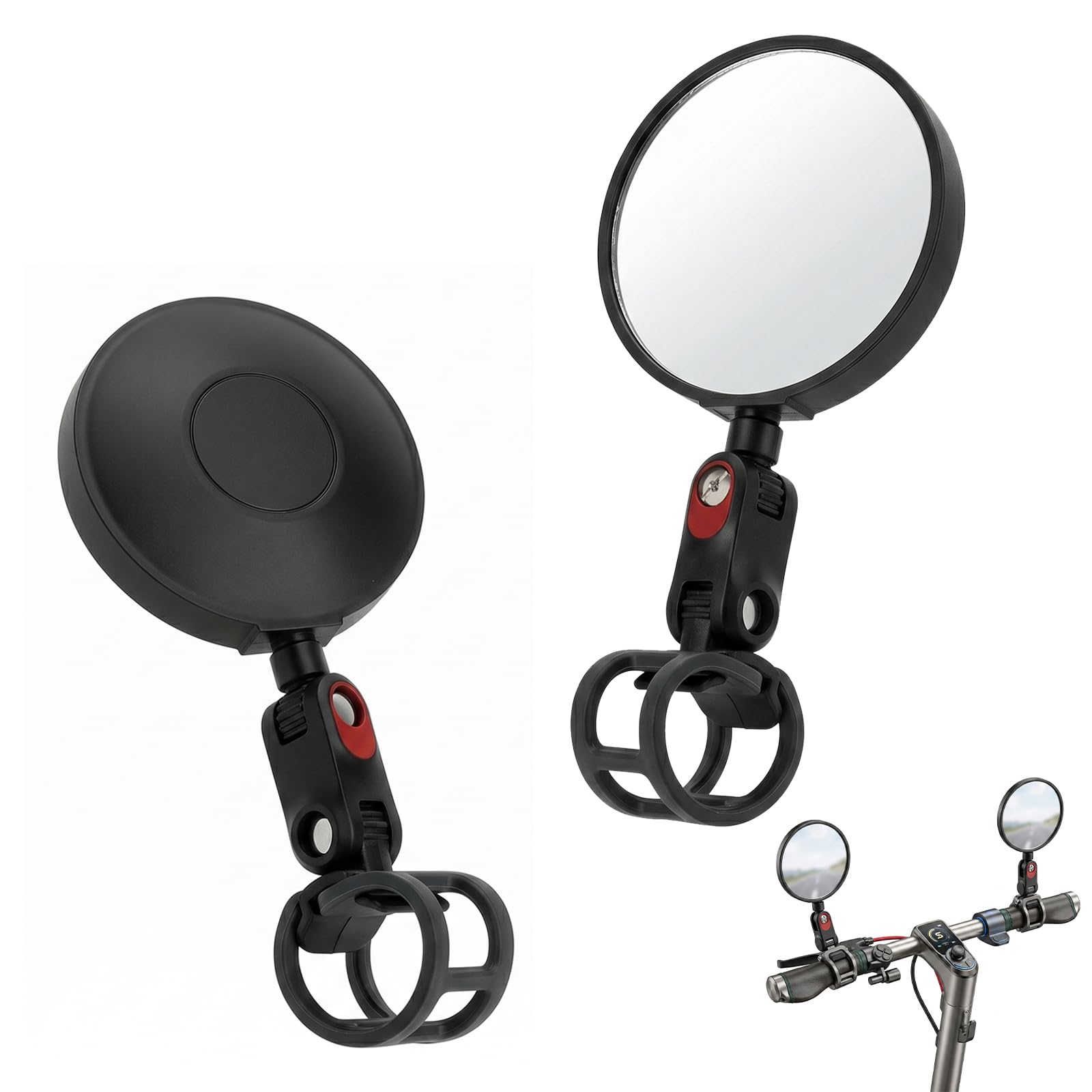 Espejo Retrovisor Patinete Eléctrico Accesorio Manillar Espejo Gran Angular Ajustable 360° Antivibración Seguro Compatible Segway Ninebot MAX G30 G2 G3 F3 E3
