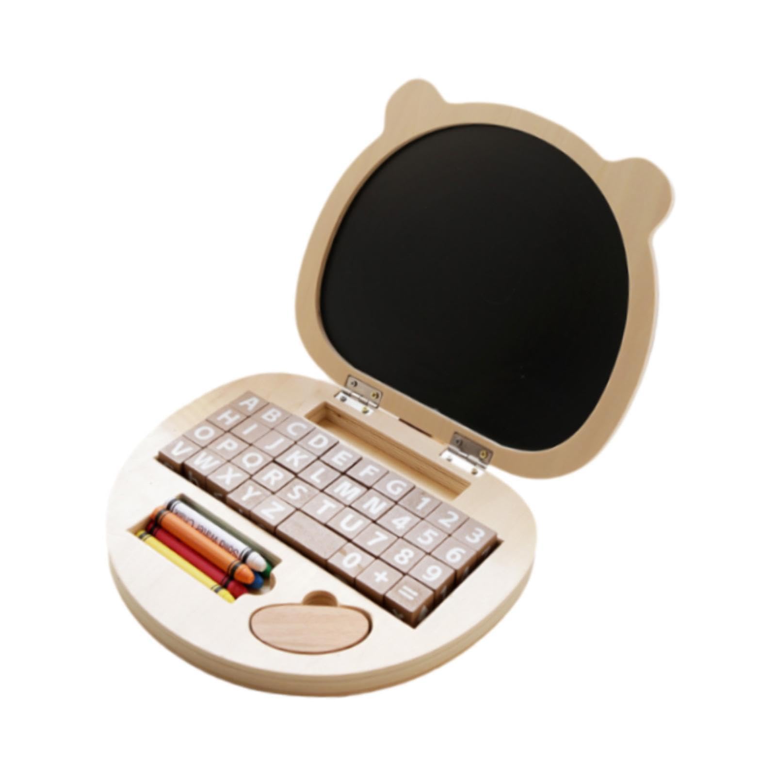Giocattolo Per Laptop In Legno, Tavolo Da Disegno Portatile Con Blocchi Di Legno E Gessetti Ad Acqua Per Bambini Dai 3 Anni, Per Apprendimento E Gioco Di Finta