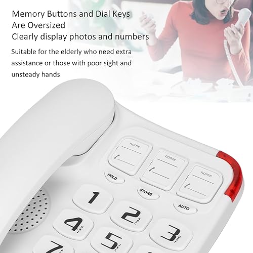 Miniatura 6 de Teléfono con cable grande, teléfono para personas mayores con contestador, bloqueo de llamadas, teléfono fijo Big Buttos ideal para la oficina en