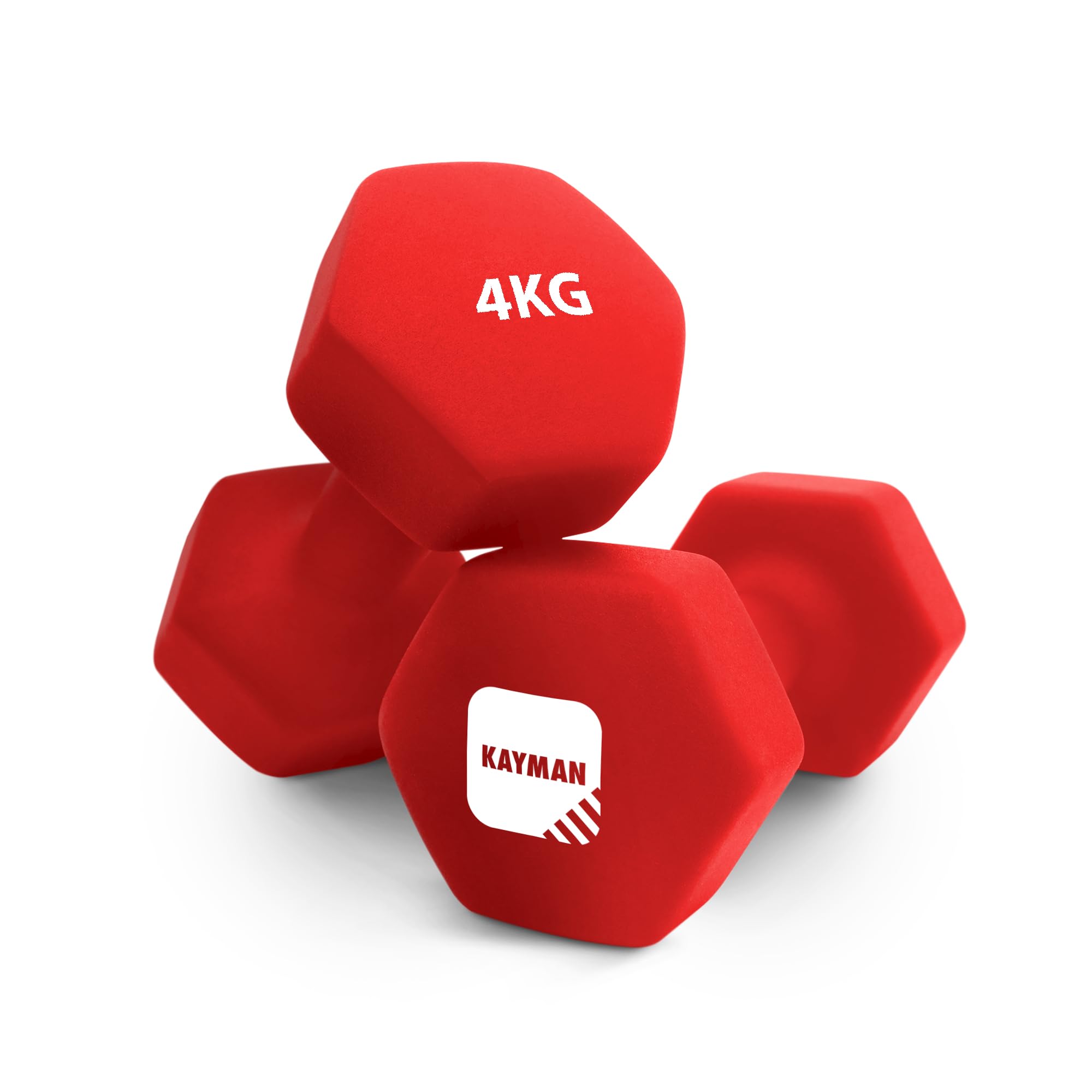 KAYMAN Neoprene Dumbbells Pair with Anti-Slip Grip,Hex Edges,Water-Resistant Surface & Workout Poster-Weight Set for Home, Gym & Fitness (1kg 2kg 3kg 4kg 5kg 6kg 8kg 10kg)