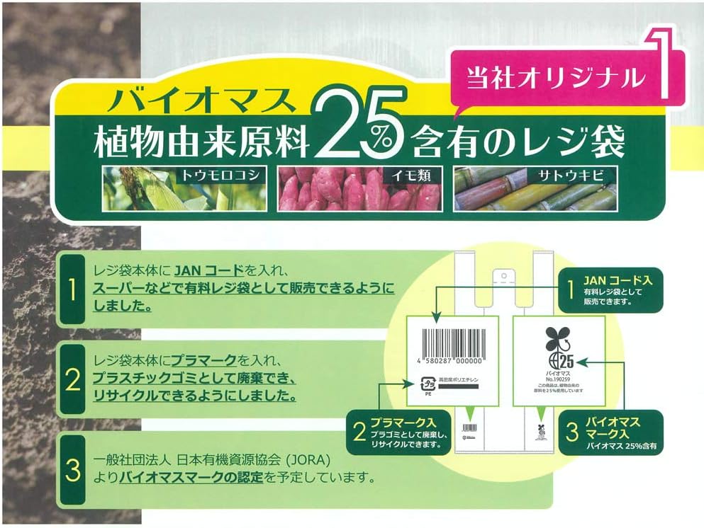 ハウスホールドジャパン Household Japan TU35 Plastic Shopping Bags with Handle, Biomass Formula, Shopping Bags for Free Distribution, White, West Japan, No. 35, East Japan, No. 20, Pack of 100