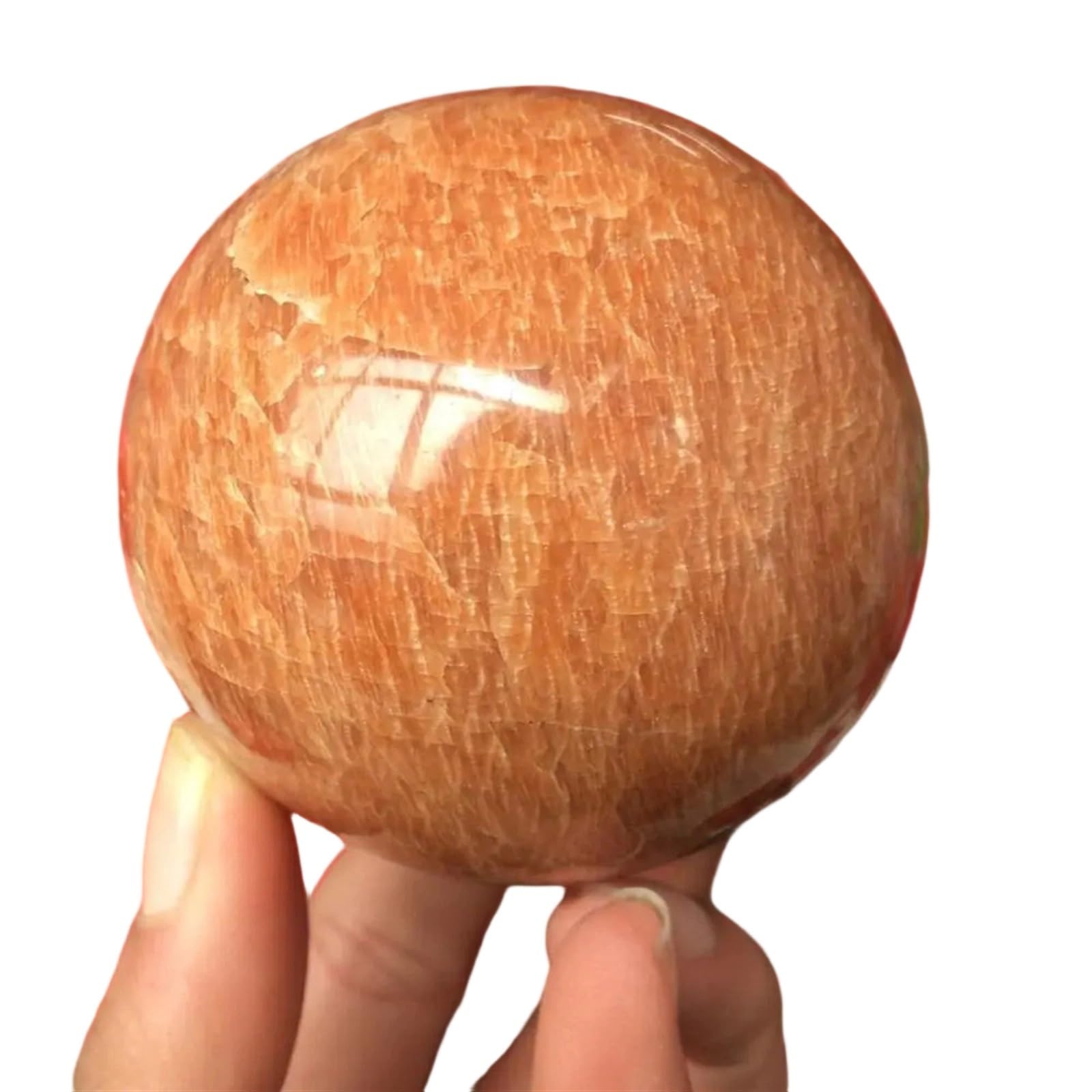 HAOYUNS Beautiful Natural Peach Moonstone Sphere Crystal for Success and Prosperity(950-1000g)