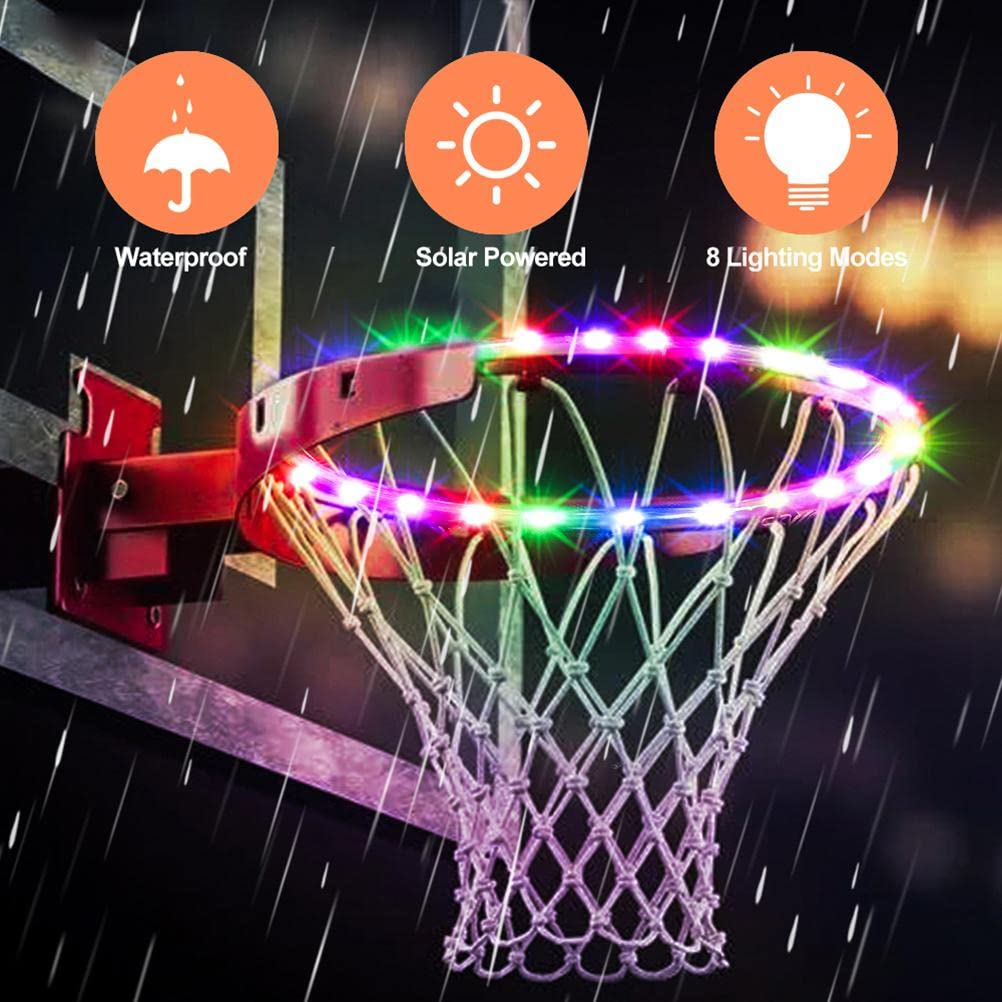 KENANLAN LED Basketball Hoop Lights Terrain de Basket télécommandé LED Light 4 Modes 16 Couleurs Imperméable pour L'entraînement de Nuit en Plein Air