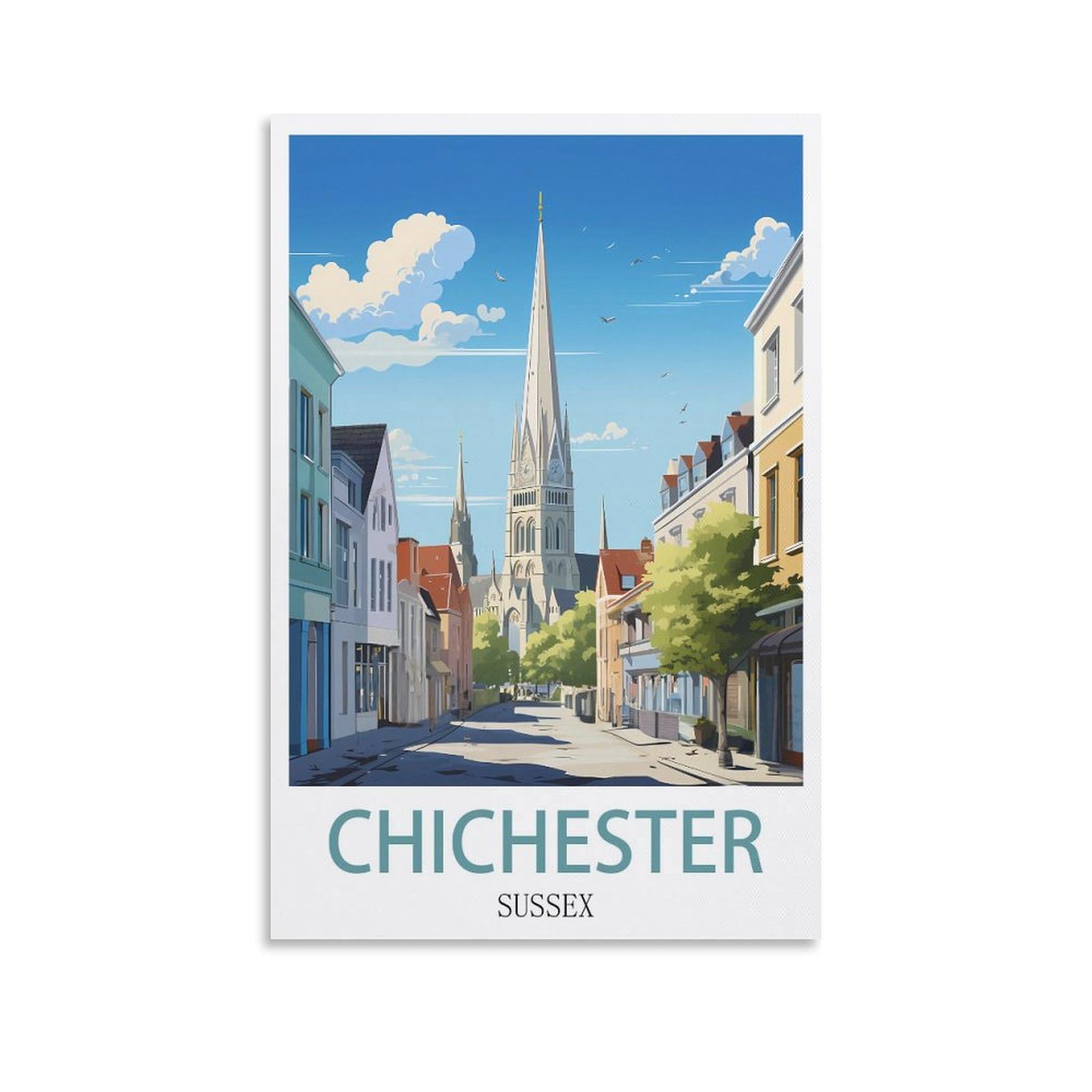 Metal Signs,Chichester Sussex,Tin Sign Retro Wall Art Poster for Home Man Cave, Cafe Bar Wall Decor 30x40cm