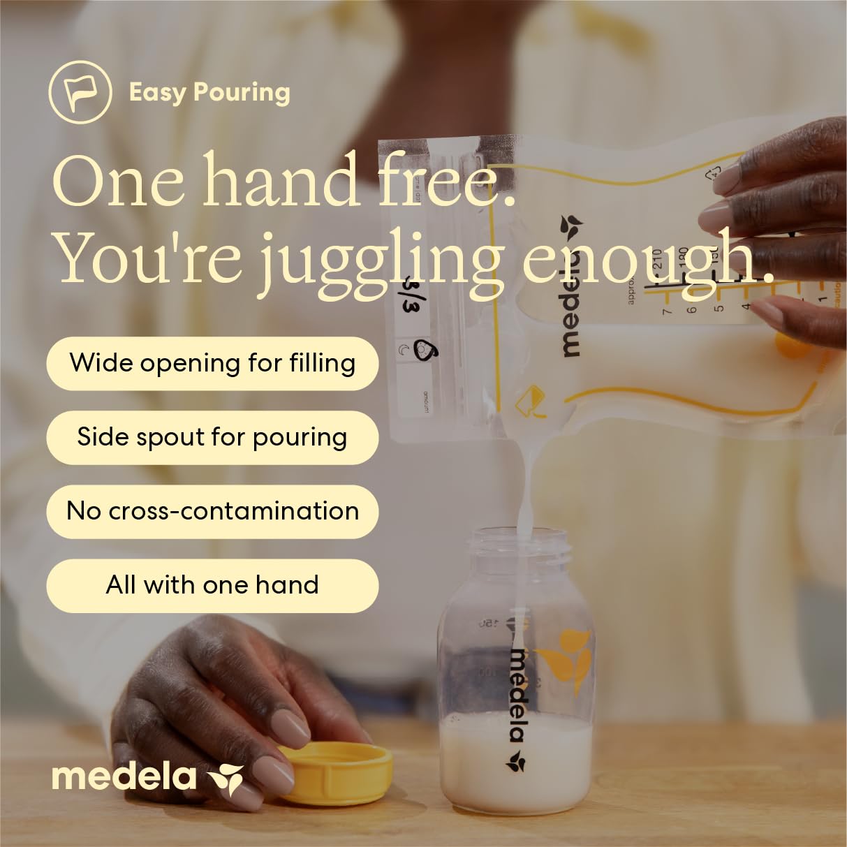 Medela Easy Pour Muttermilch-Aufbewahrungsbeutel, 100 Stück, 210 ml, Einweg, auslaufsicher, schnelles Einfrieren, Muttermilchschutz, recycelbar und BPA-frei