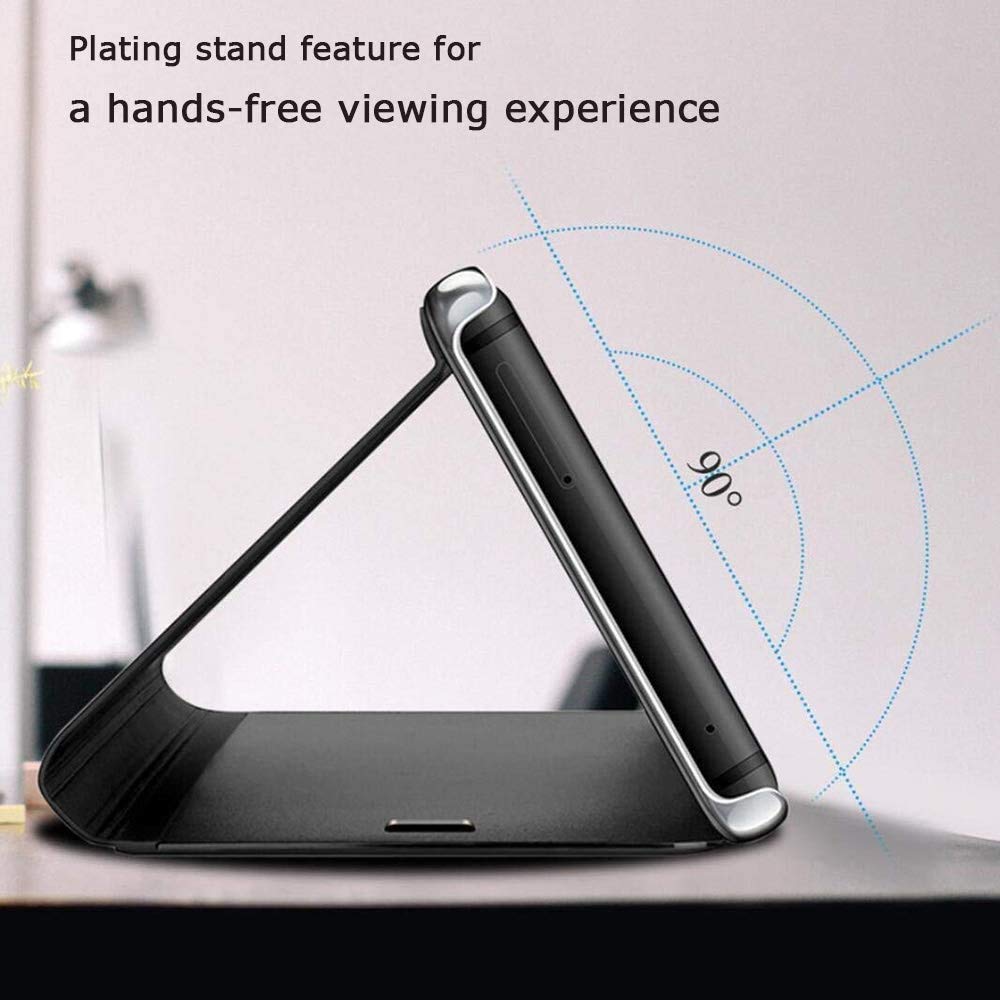 QIWEIQING Compatibile con Huawei P20 Pro Custodia Bookstyle Specchio Design Clear View Stand Full Body Protettiva Bumper Flip Folio Copertura per