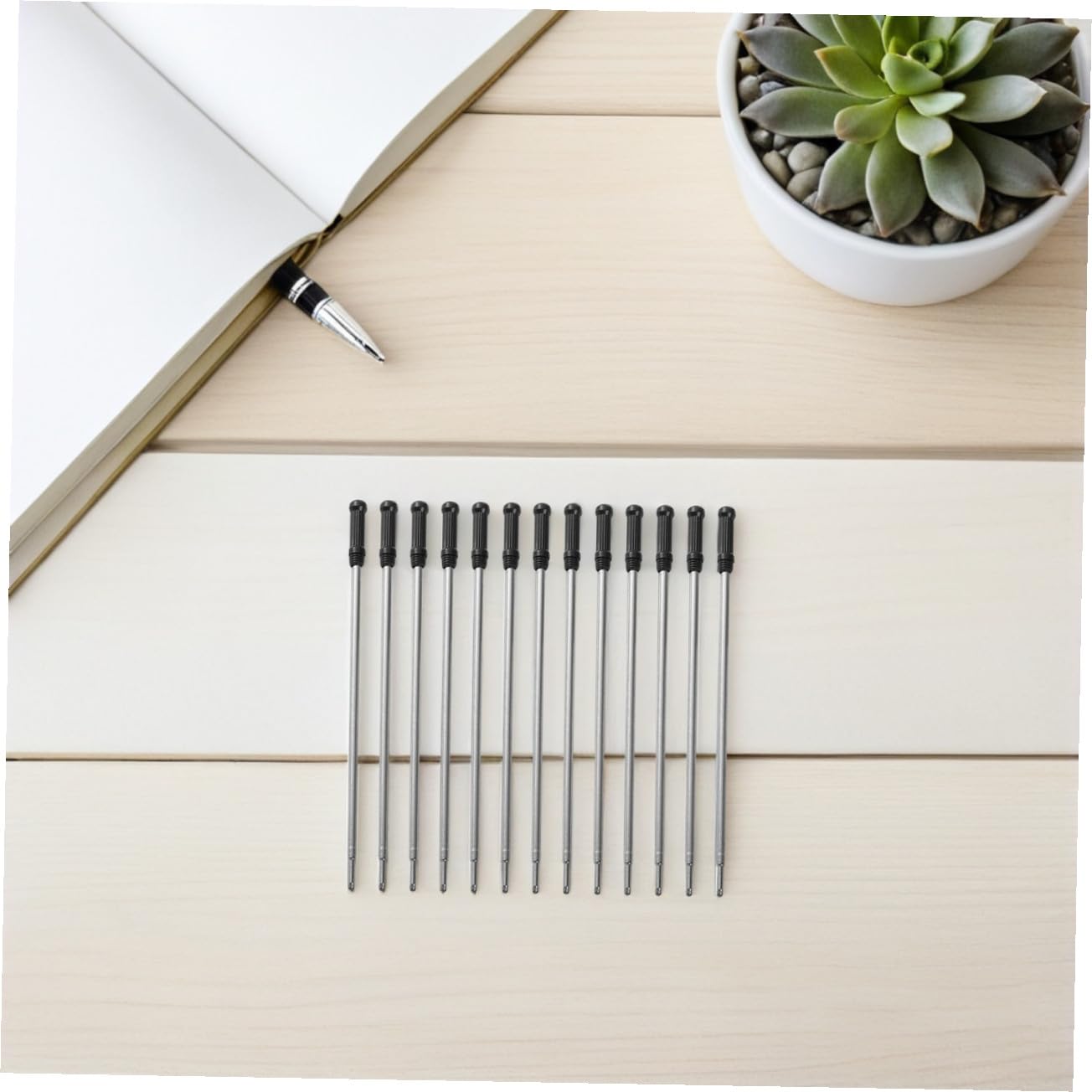 DOITOOL 250 Pièces Recharges Stylo Bille Noires Compatibles Universelles Encre Rapide Séchage pour Usage Bureau École et Maison