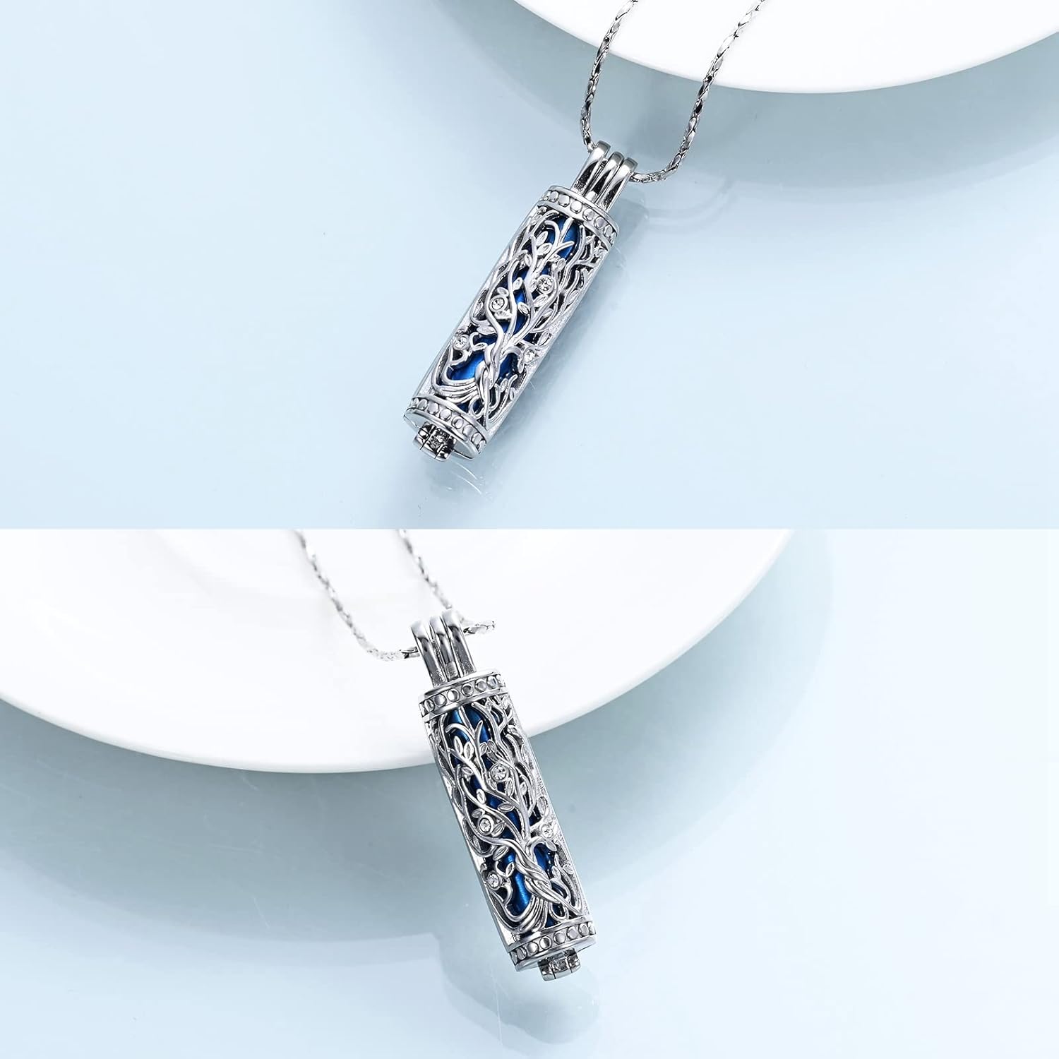 Imrsanl Cremation Jewelry for Ashes Tree of Life Urn Necklace Cylinder Vial Urn Necklace for Men Women Keepsake Ashes Necklace Pendent - Image 3