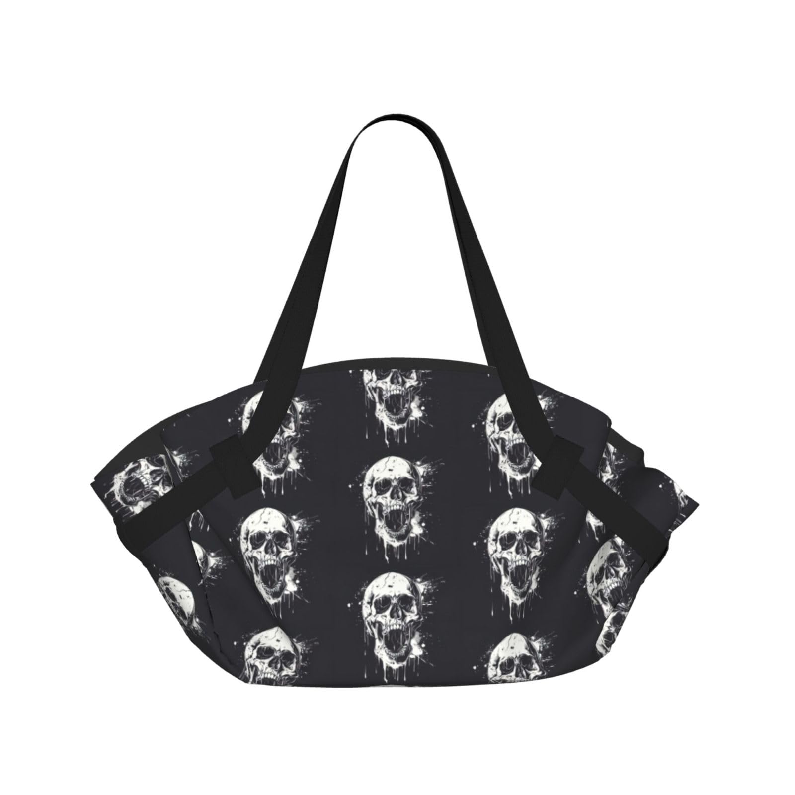 UVBDF horror ghost skull 2-in-1 Camping Blanket Tote, Waterproof Stylish Printed Outdoor Bag for Beach Park and Picnic