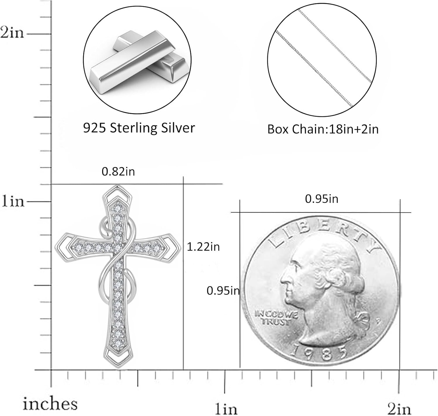 Fahonie Birthstones Cross Necklace for Women, 925 Sterling Silver Infinity Cross Pendant Necklace,Faith Christian Religious Jewelry Birthday Anniversary Mother's Day Gifts for Her Mom Wife - Image 5