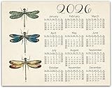 2026 Calendar - Vintage Dragonflies - Classic Home Room and Office Planner Organizer, Farmhouse Outdoor Garden Decor, Great Gift for Gardeners and Entomologists, 28x36 Unframed Poster Paper Poster...
