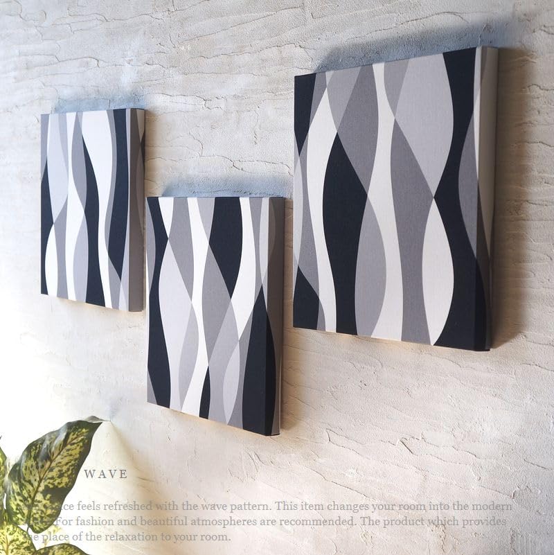 Geometric Wave Fabric Art Panels, Set of 3