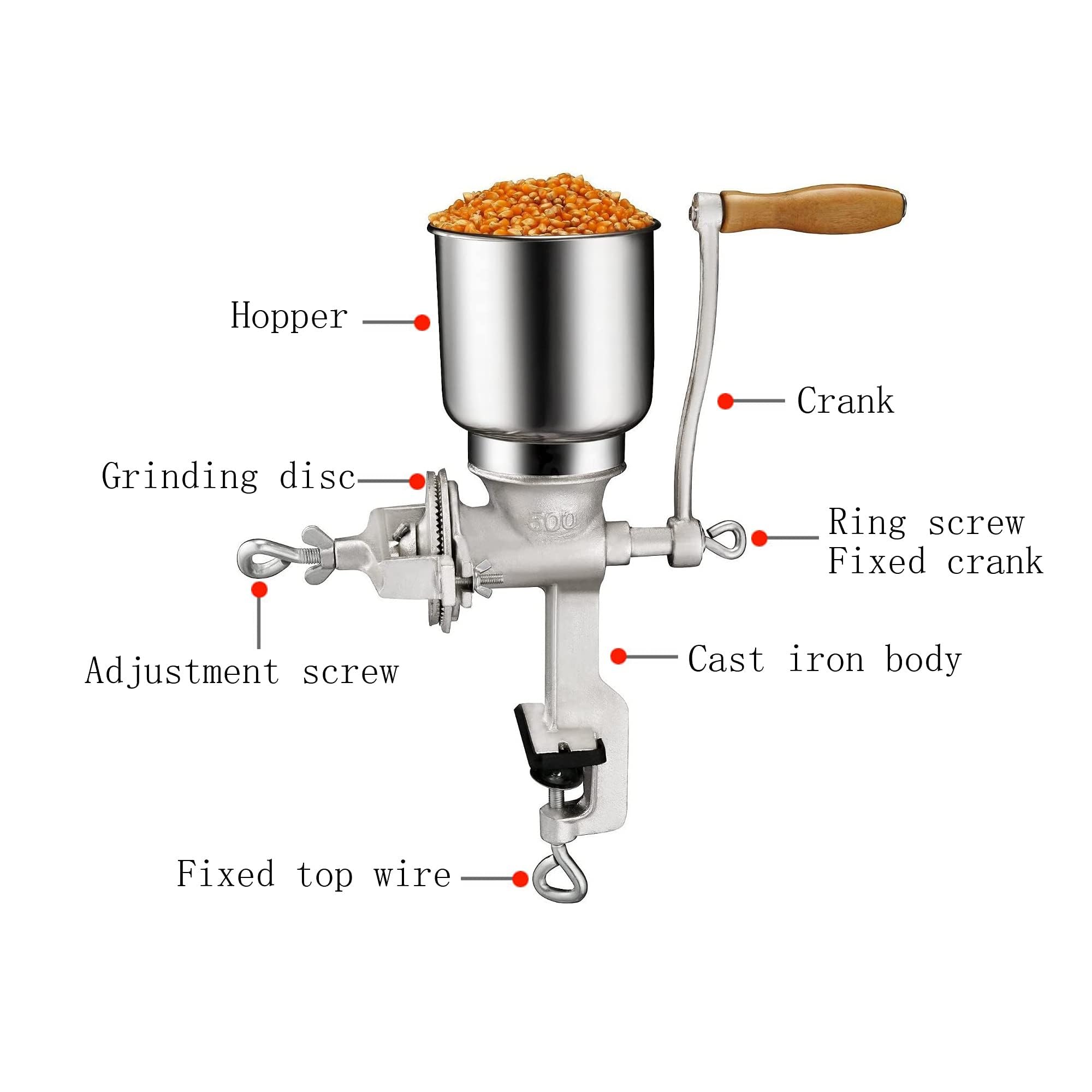 Amazon.co.jp: 手動コーンミルグラインダー、ポータブル穀物ミル
