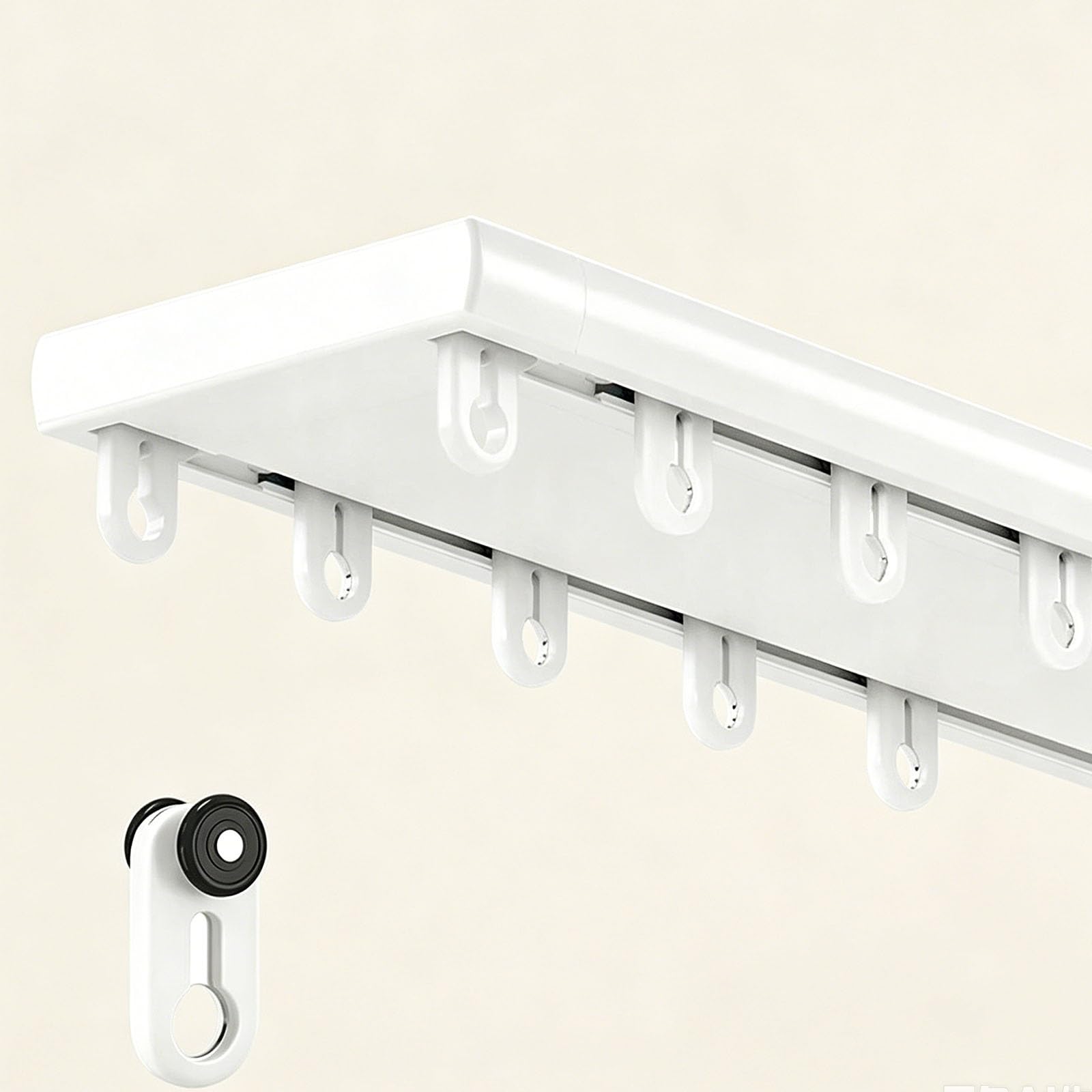 Double Curtain Track Ceiling Mount Aluminum Alloy Curtain Glider Rail Heavy Duty Room Divider Rods Slide Curtain Track Set with End Caps Quiet Pulley System for Bay Window(White,3.3m/10.8ft)
