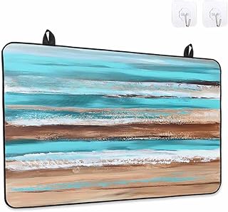 Stove Top Covers for Electric Stove, Turquoise Brown Induction Cooktop Cover Protector, Abstract Wood Grain Gradient Stripes Range Mat for Glass Top Stove, Dish Drying Mat Kitchen Countertop, 24"x21"