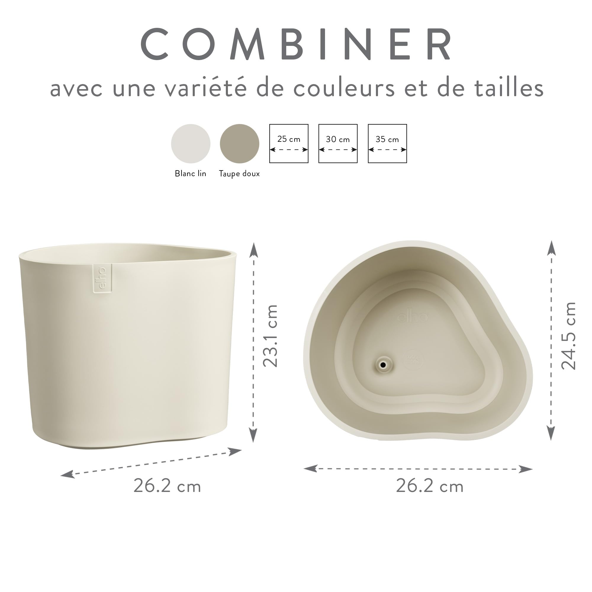Elho Eden 25cm Pot de Fleur - Linen White