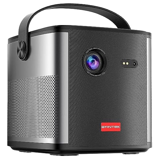 BYINTEK U80 WiFi Projetor Native 1920x1080,mini projetor Full HD,suporte 3D,projetor inteligente Android 11.0,tela grande 300'',projetor portátil para filmes domésticos ao ar livre 16cm,14.6cm,14.4cm