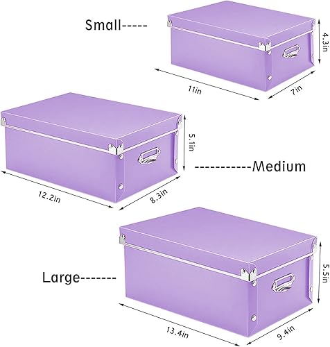 Miniatura 3 de XUCHUN Cajas de almacenamiento plegables con tapas, paquete de 3 contenedores de almacenamiento plegables de plástico con asas para ropa,