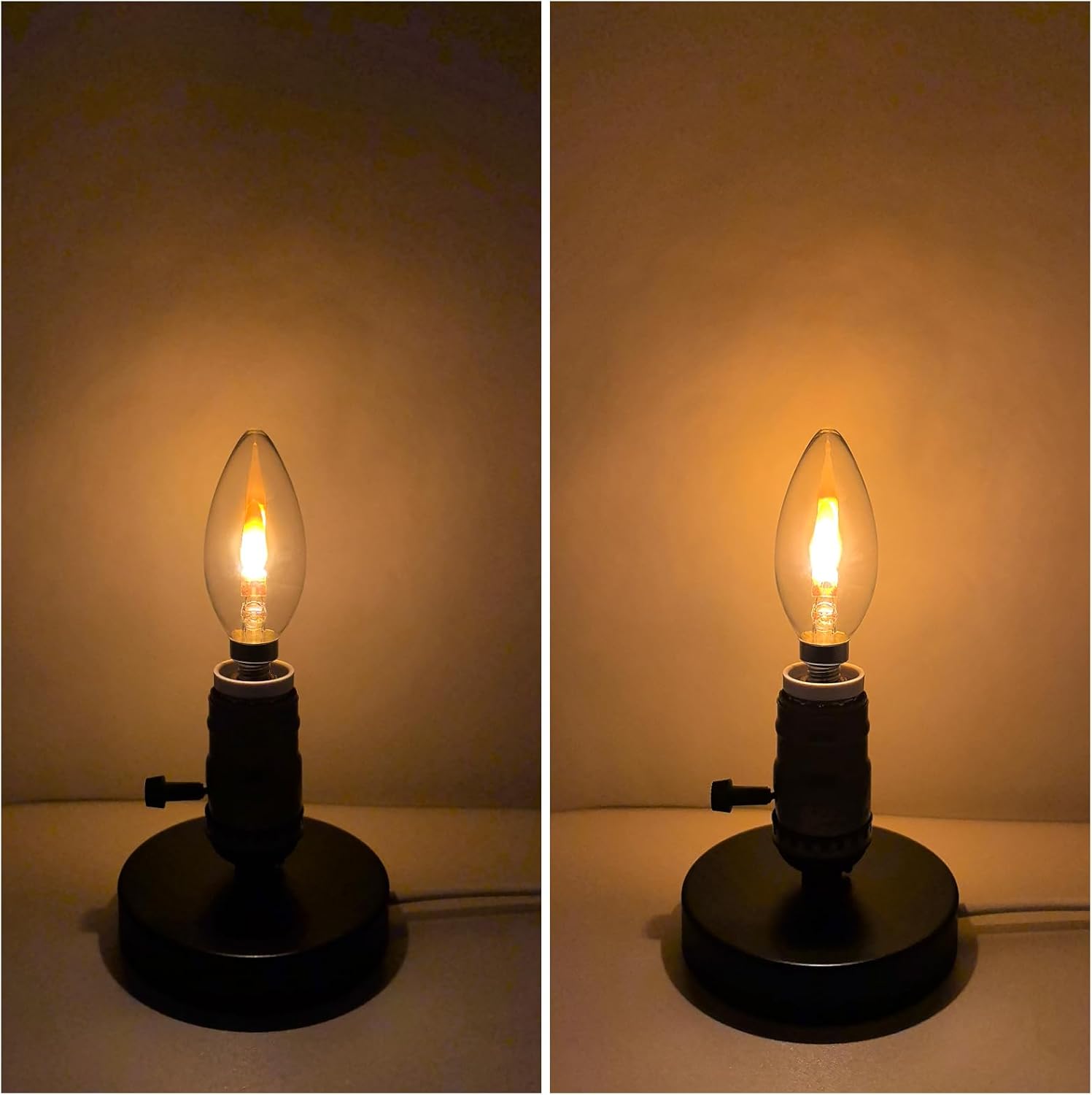 B10/B11 LED Flame Effect Light Bulb E12 Type B Flickering Candle Light Bulbs for Holiday Gifts Home Hotel Bar Party Decoration Non-Dimmable 2pack