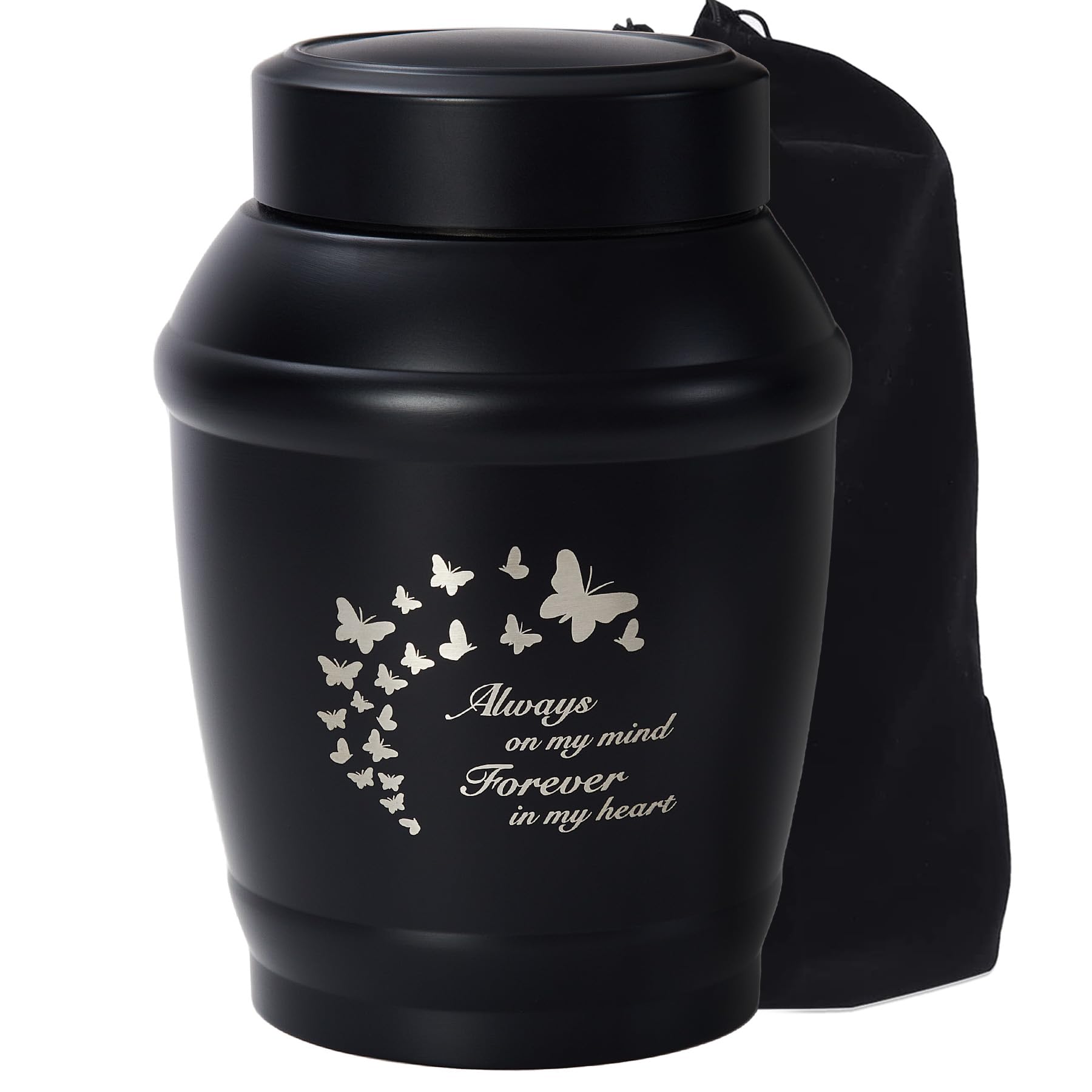 LINES ARTEButterfly urn, 5.7 Inch Engraved Black Medium Urns for Human Ashes Adult Female Mom/Male/Mother/Women/Sister/Grandma, Decorative Urns for Mom Ashes