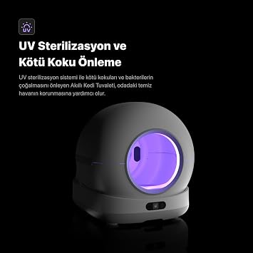 Xenon Smart Akıllı Otomatik Kedi Tuvaleti Mobil App ile Uzaktan Kontrol UV Sterilizasyon ve Sensörlü Kum Kabı (Kum Paspası + Koku Tableti ve Çöp Poşeti Hediyeli) X8624
