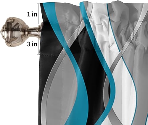 Miniatura 5 de Cenefas geométricas irregulares para ventanas, cenefas geométricas de cocina con bolsillo para barra, cenefa corta para ventana, cenefa para cocina