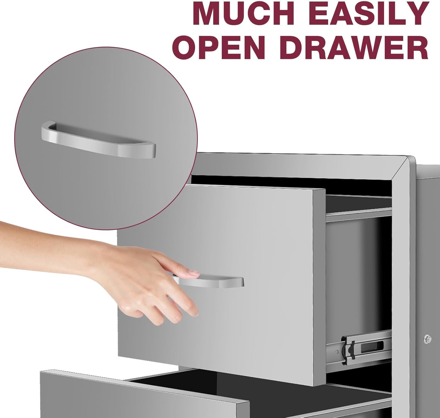 18"x20.5"x12.5" Outdoor Kitchen Drawers, Stainless Steel Built-in BBQ Island Storage, Weatherproof Access Drawers for Outdoor Cabinets and Grill Stations