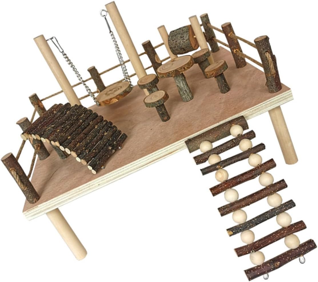 YARNOW Hamster Climbing Ladder Toy Wooden Exercise Ramp for Animals Suitable for Mice Gerbils and Birds Promotes Fun Playtime and Activity Safe Apple Design