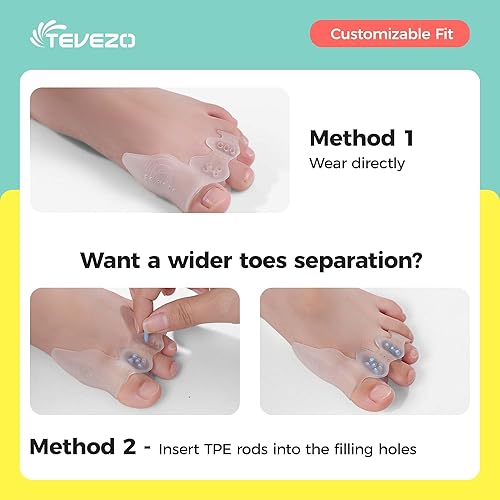 Miniatura 9 de Tevezo Separadores de dedos y corrector de juanetes para hombres y mujeres, separadores de dedos, eliminadores de callos de maíz, enderezadora de