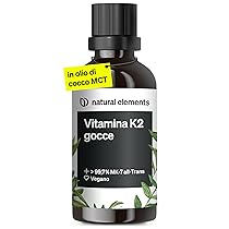 natural elements Vitamina K2 MK-7 200µg – 50 ml – contenuto all-trans  99,7% – testato in laboratorio, vegano, alto dosaggio e prodotto in Germania