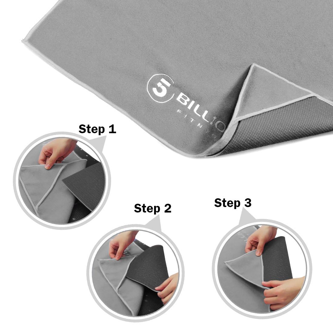 Microfiber Yoga Towel for Yoga Mat 24x72 inch,61 x 183cm Hot Yoga Towel, Non Slip Yoga Mat Cover Towel, Super Absorbent, Machine Washable, Fast Drying - Free Carry Bag (Grey)