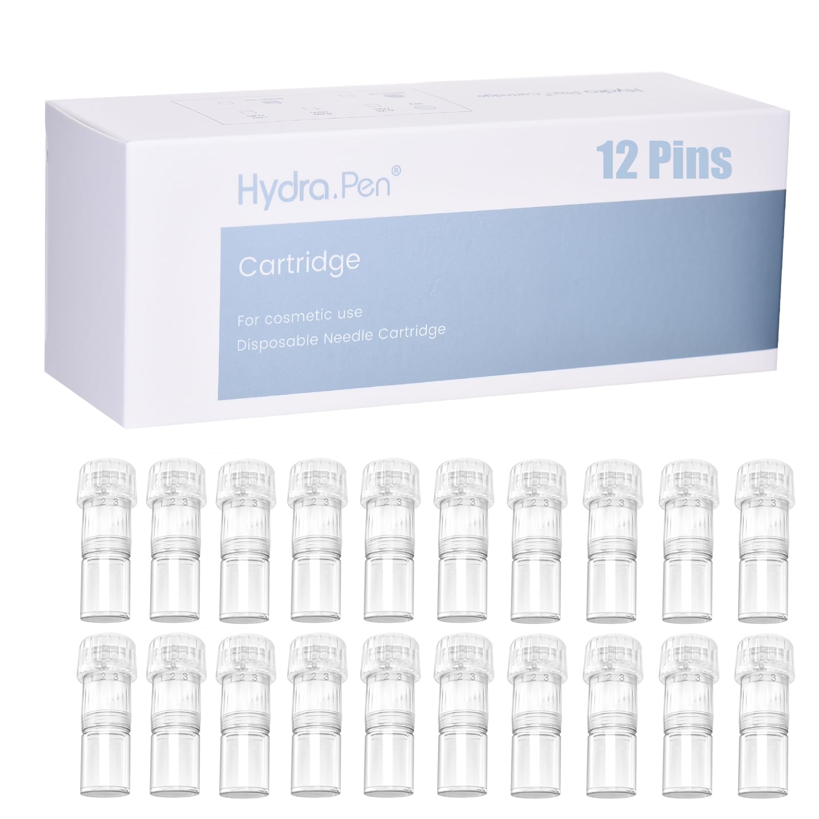 20PCS Hydra.Pen H3/H5 Cartuchos 12 Pins, Cartuchos de Tinta de Repuesto Dermapen Profesional para Tratar el Acné, Cicatrices y Estrías(20Pcs, 12 Pins para H3/H5)