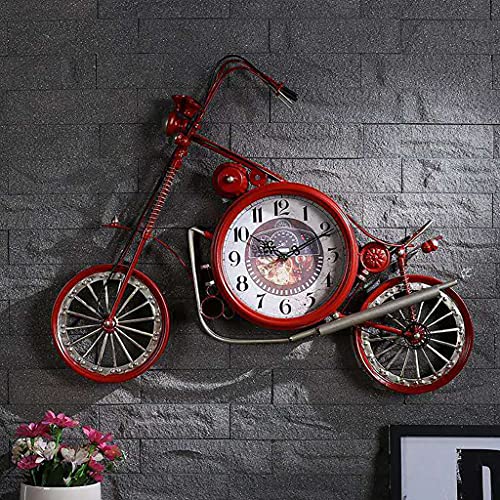 ZTSS Metall Motorrad Wanduhren, große stille Nicht tickende Vintage Retro Stil Wanduhr Cover