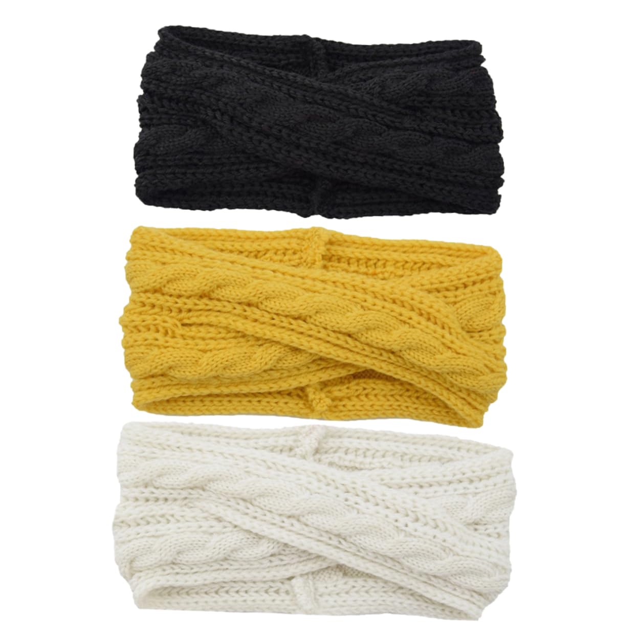 FRCOLOR 9pezzi Fasce Di Lana Per Donne Da Nero Bianco e Giallo Accessori Moda Per Per Trucco Spa e Attività Sportive