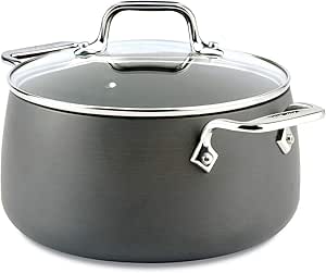 All-Clad E7854464 HA1 Hard Anodized Nonstick Soup Stock Pot Cookware, 4-Quart, Black