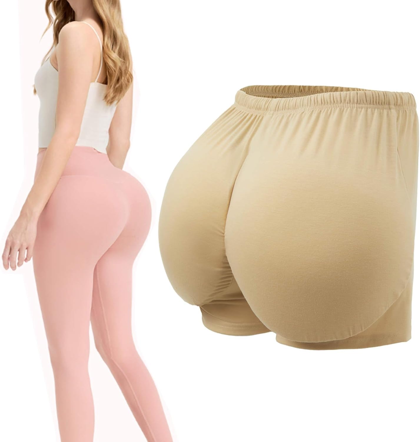 Fake Butt Memory Foam Fat Suit Halloween Costume Accessories Old Lady Cosplay Christmas Prop Party Dress Light Brown