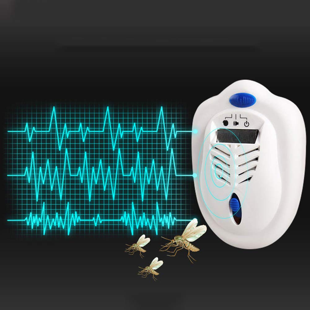 XRX Ultrasónico Repelente De Mosquitos Batería Enchufable Portátil para Exteriores Potente Deworming Electrónico Artefacto Lámpara Multifunción Blanca White